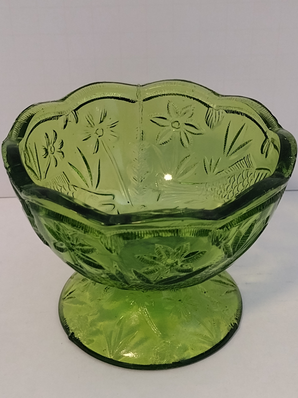 Indiana Glass Green Pressed Glass Compote